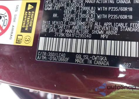 2015 Lexus Rx 350 from USA, damaged, VIN 2T2BK1BA1FC295540